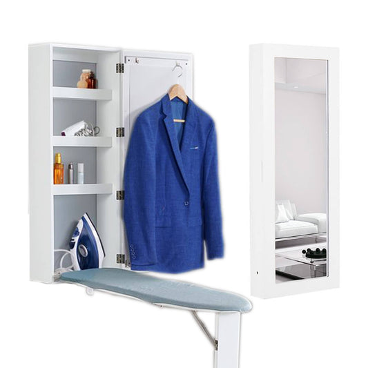 Wall Mounted Ironing Board With Storage Cabinet,Built In Ironing Board & Folding Support Leg, Wall-Mounted Mirrors For Home, Apartment