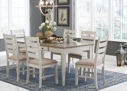 Skempton Dining Table And 6 Chairs, White/Light Brown