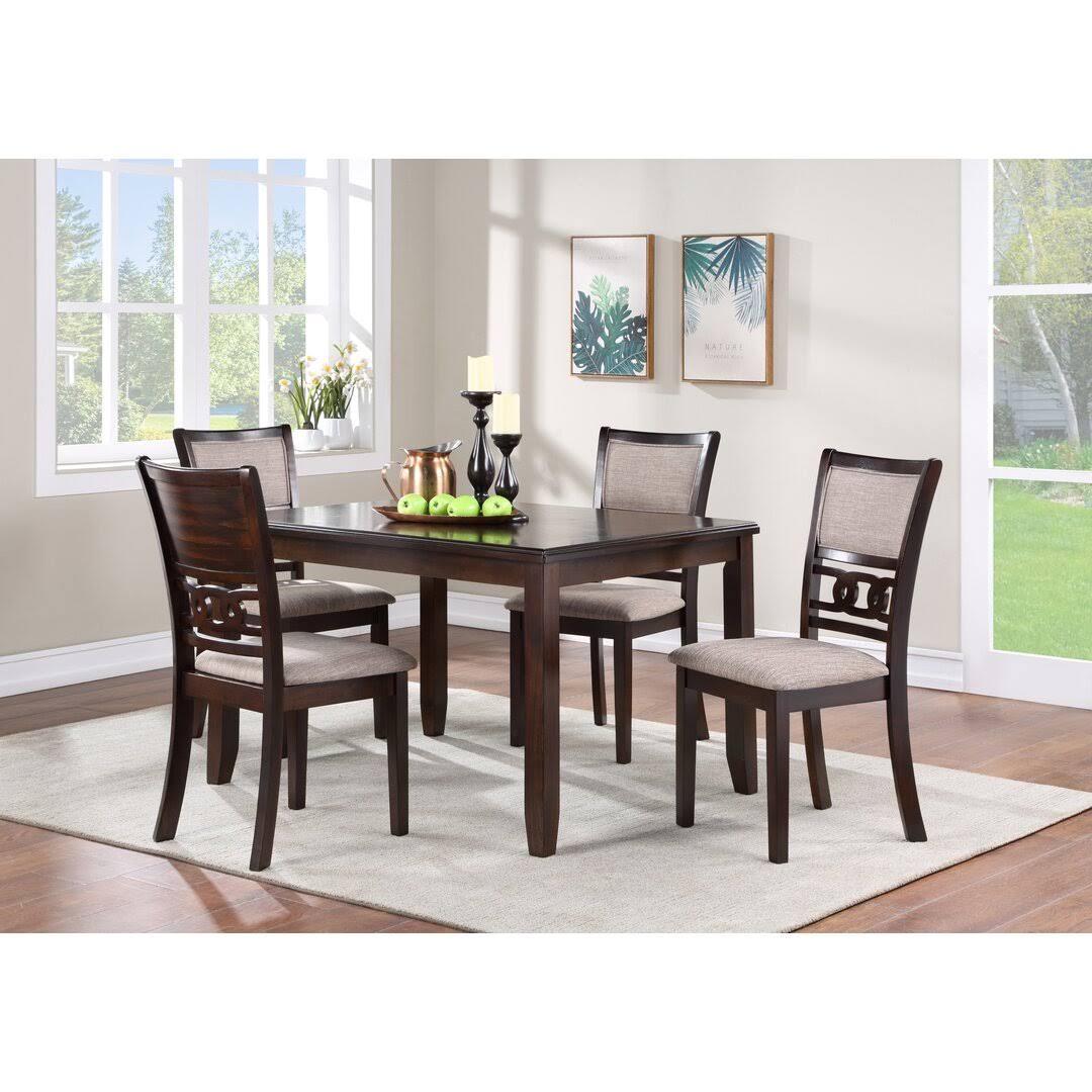 4 Person Rubberwood Solid Wood Dining Set Chair