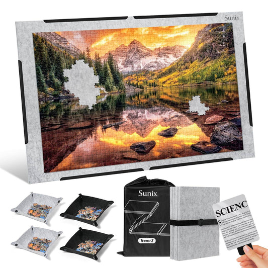 2000 Pieces Jigsaw Puzzle Board, Foldable Puzzle Mat With Non-Slip Surface, 4 Sorting Trays, 46 X 31 Extra Large Portable Puzzle Board