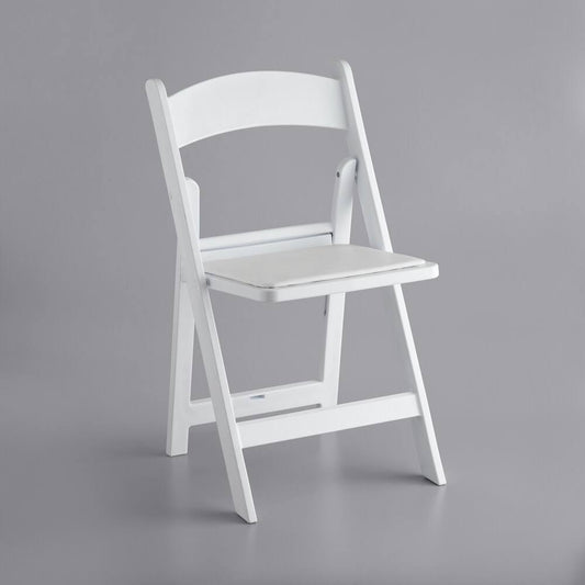 White Resin Folding Chair With Vinyl Seat