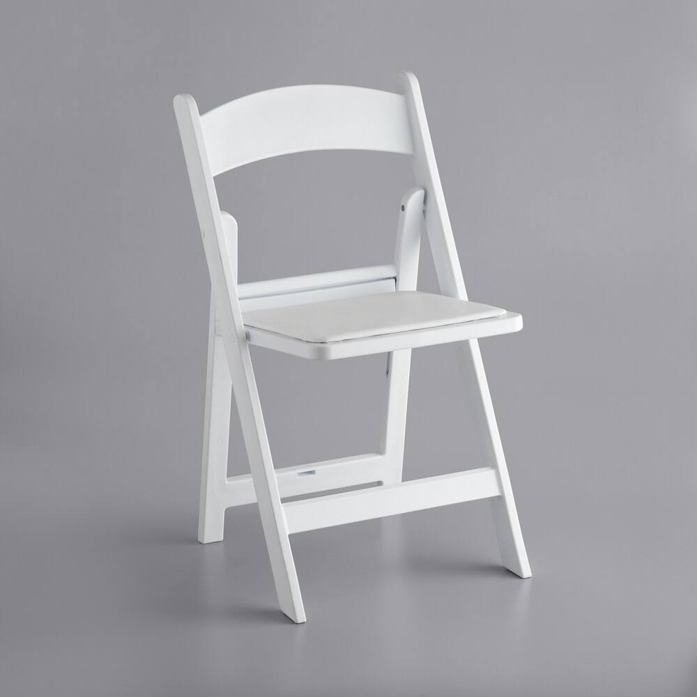 White Resin Folding Chair With Vinyl Seat