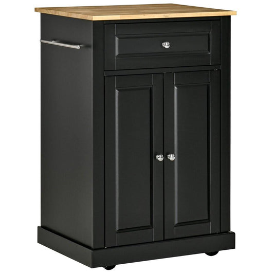 24.75 Wide Rolling Kitchen Cart With Solid Wood Top  Base Finish