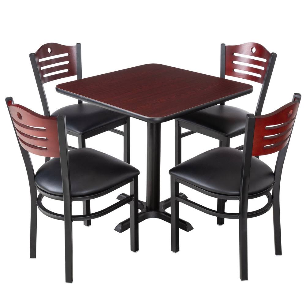 Table & Seating 30 X 30 Reversible Cherry / Black Standard Height Dining Set With Mahogany Bistro Chair And Padded Seat