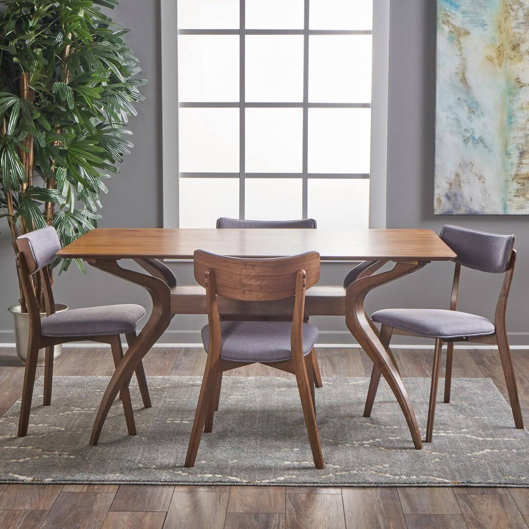 4 Person Solid Wood Dining Set George Oliver Chair