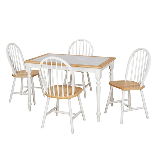 5pc Tara Tile Top Dining Set White/Natural