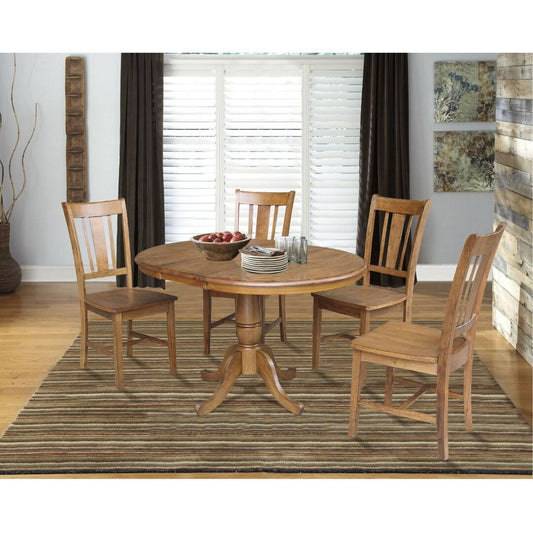 5 Piece Extendable Solid Wood Dining Set