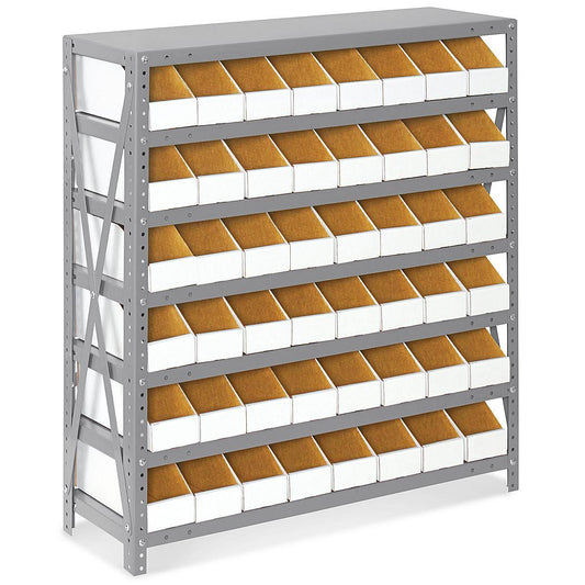 Shelf Bin Organizer 36 X 18 X 39 With 4 X 18 X 4 1/2 White Corrugated Bins