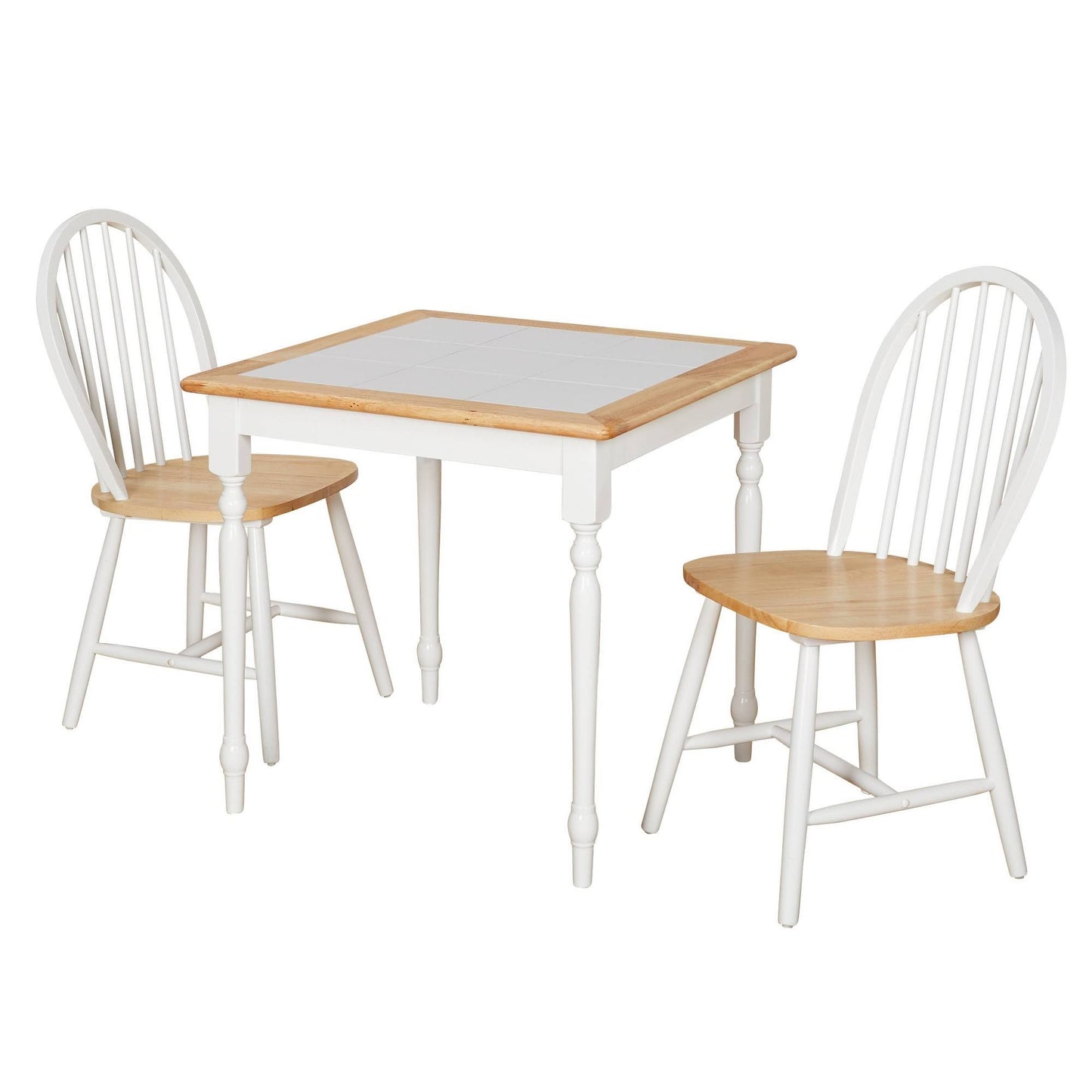 3pc Chester Tile Top Dining Set White/Natural