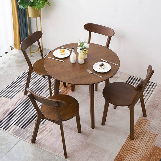 Solid Wood Top Dining Table Round Modern Dining Table - Brown 23.6l X 23.6w X 29.5h Without Chairs