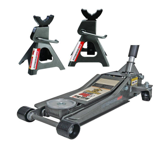 3 Ton Low Profile Floor Jack And Jack Stands Set Combo With Rapid Pump Quick Lift