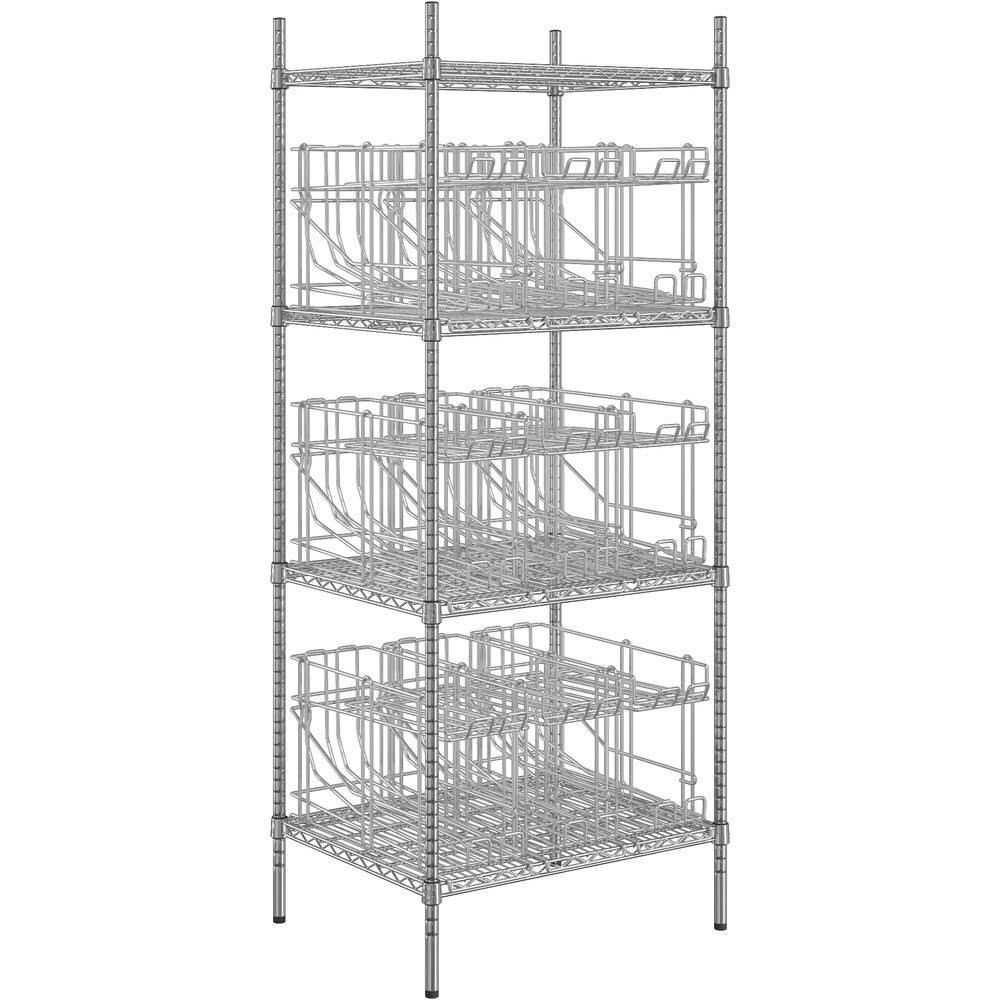 24 X 30 Chrome Wire Shelf Kit With 9 Can Racks And 74 Posts