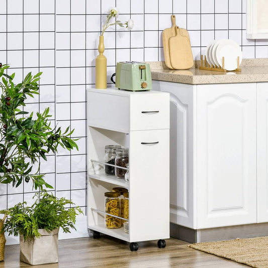 ® Aristil Utility Kitchen Cart, Rolling Kitchen Island Storage Trolley With Drawer And Open Shelves