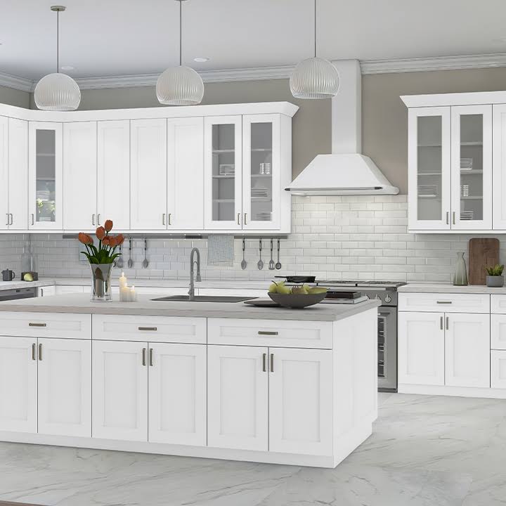 White Shaker Rta Kitchen Cabinets 10 Ft Basic At Wholesale Price. Buy Now Online By Cabinetset.Com