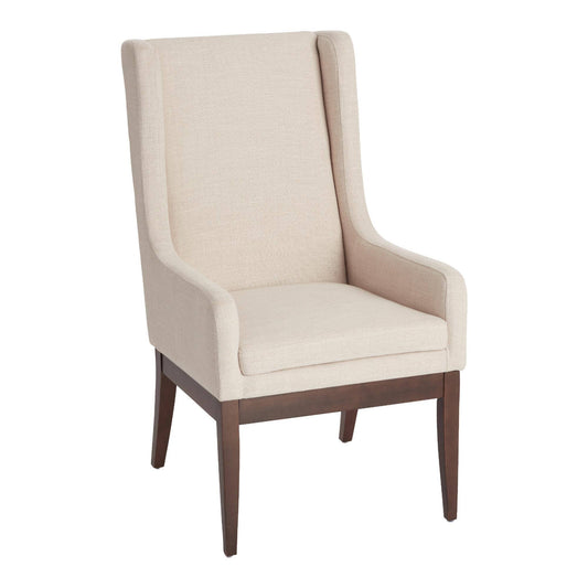 Wingback Upholstered Dining Armchair: Brown/Natural By