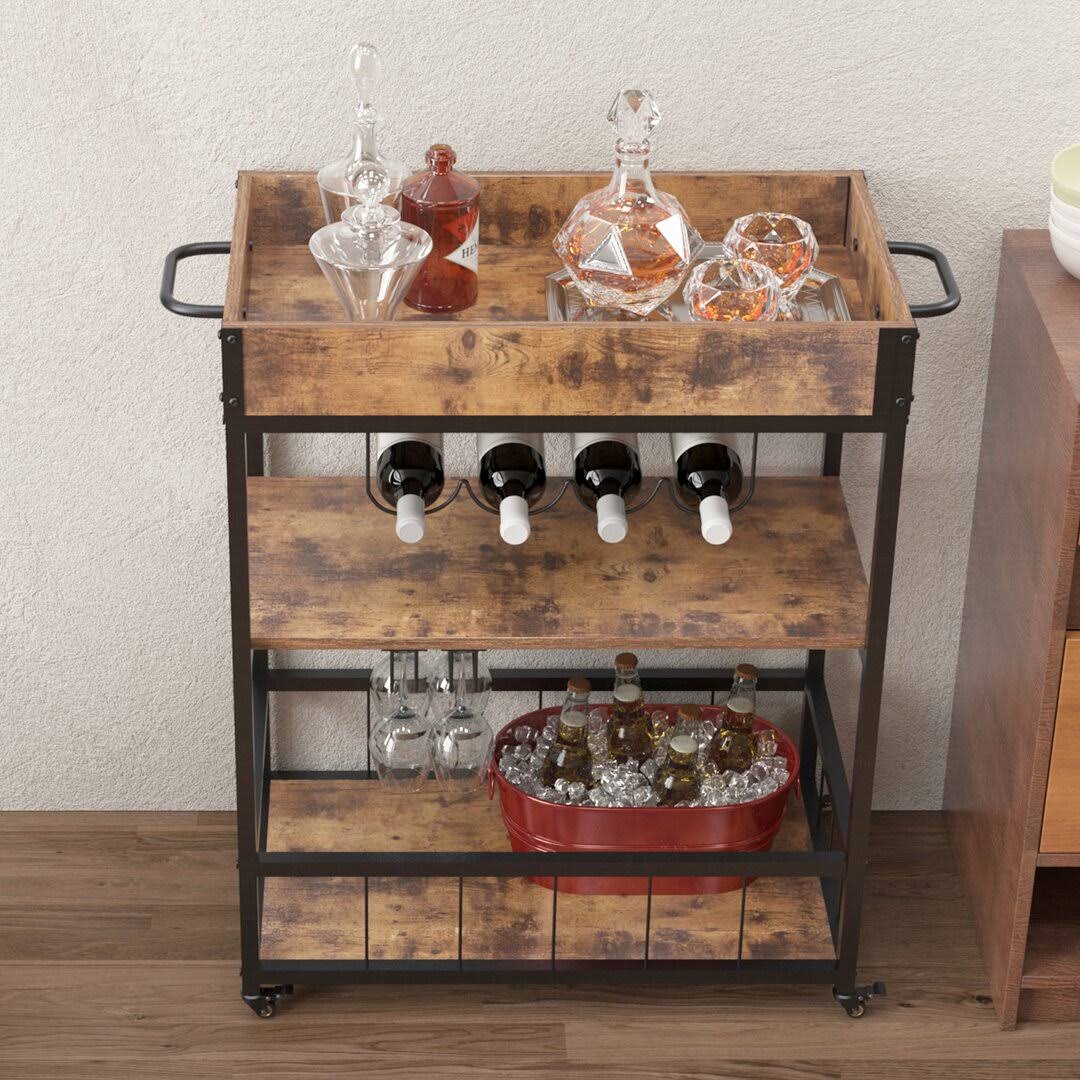 27.5 Wide Bar Cart With Wine Bottle Storage Sogesfurniture