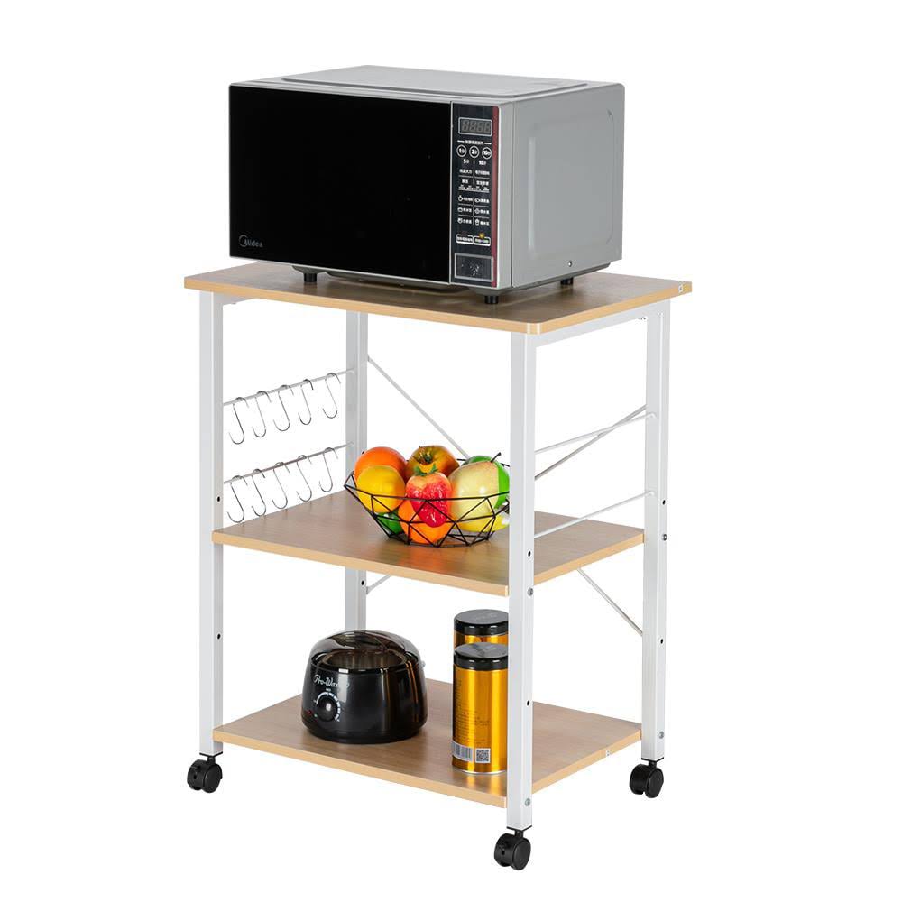 3-Layer Kitchen Microwave Oven Stand Cart Rolling Bakers Rack Kitchen Utility Storage Serving Cart