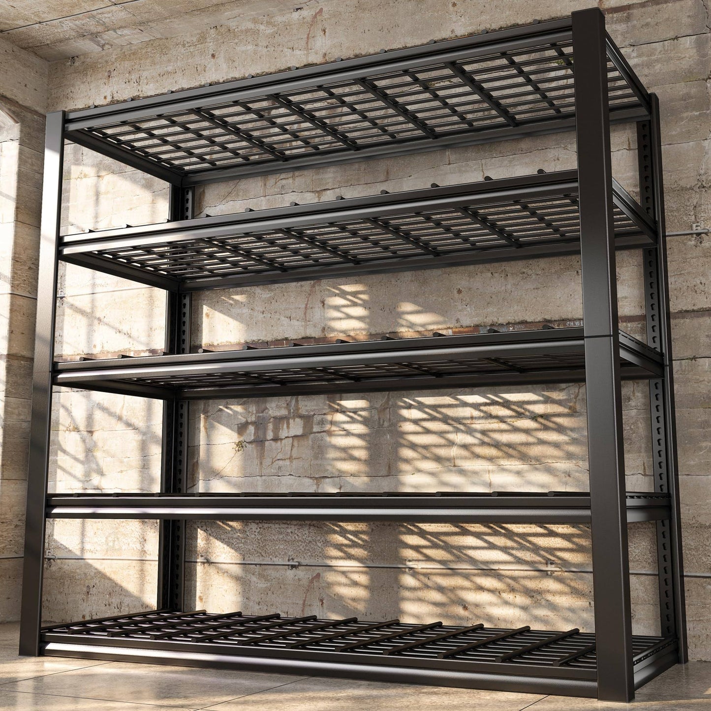 48w Garage Shelving Heavy Duty Loads 2500lbs Garage Storage Shelves Heavy Duty Shelving 5 Tier Adjustable Metal Shelving For Garage Storage